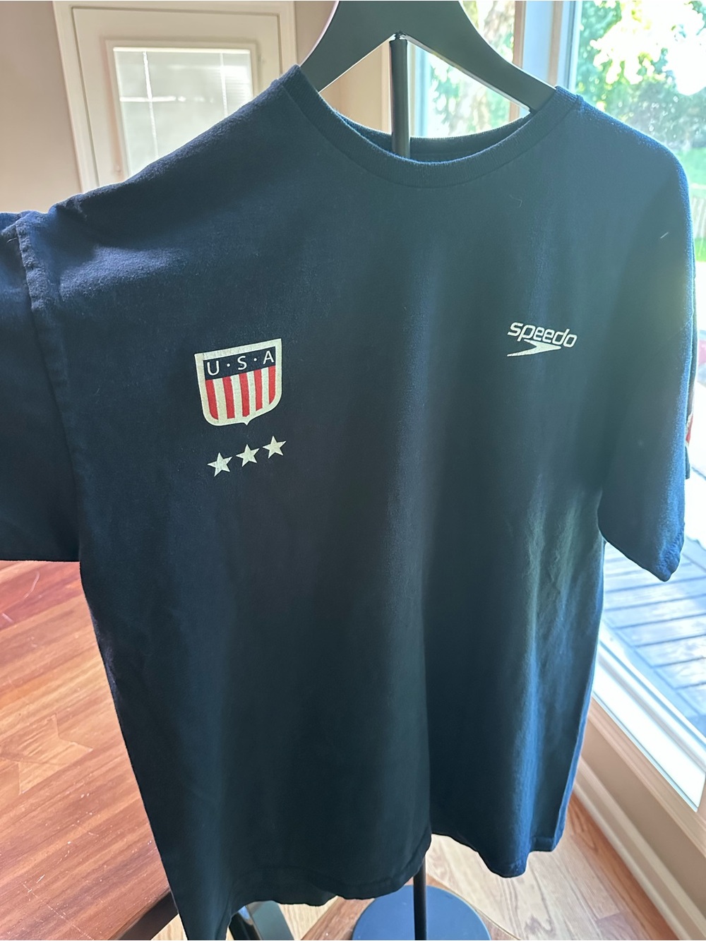 Michael Phelps 8 Speedo Team USA Olympic T Shirt Mens XL Beijing 2008 Navy RARE